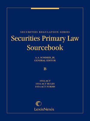 cover image of Securities Primary Law Sourcebook